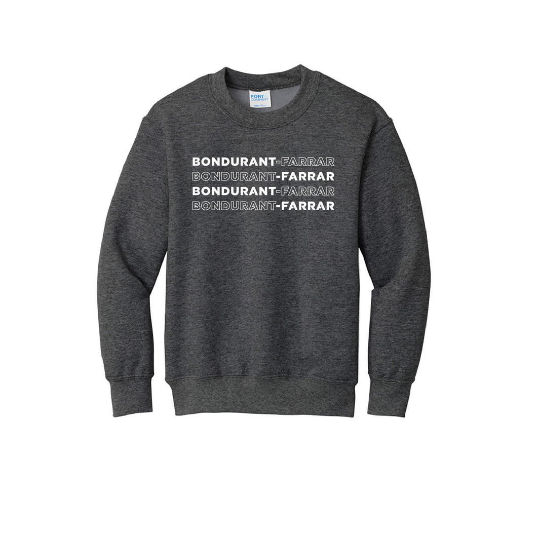 Bondurant-Farrar Words - Crewneck Sweatshirt - Youth-Soft and Spun Apparel Orders
