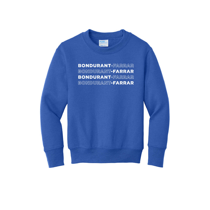 Bondurant-Farrar Words - Crewneck Sweatshirt - Youth-Soft and Spun Apparel Orders