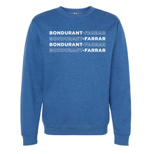 Load image into Gallery viewer, Bondurant-Farrar Words - Crewneck Sweatshirt - Adult-Soft and Spun Apparel Orders
