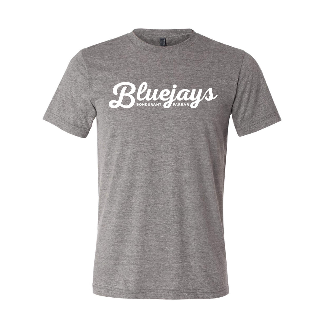 Bluejays Script - Crewneck T-Shirt - Adult-Soft and Spun Apparel Orders