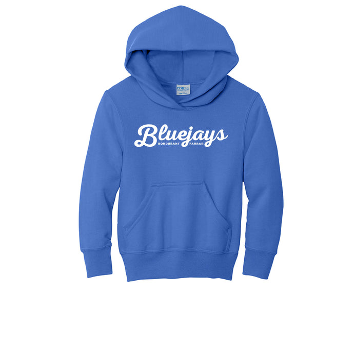 Bluejays Script - Hooded Sweatshirt - Youth-Soft and Spun Apparel Orders