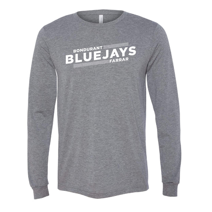 Bluejays Slant - Long Sleeve Crewneck T-Shirt - Adult-Soft and Spun Apparel Orders