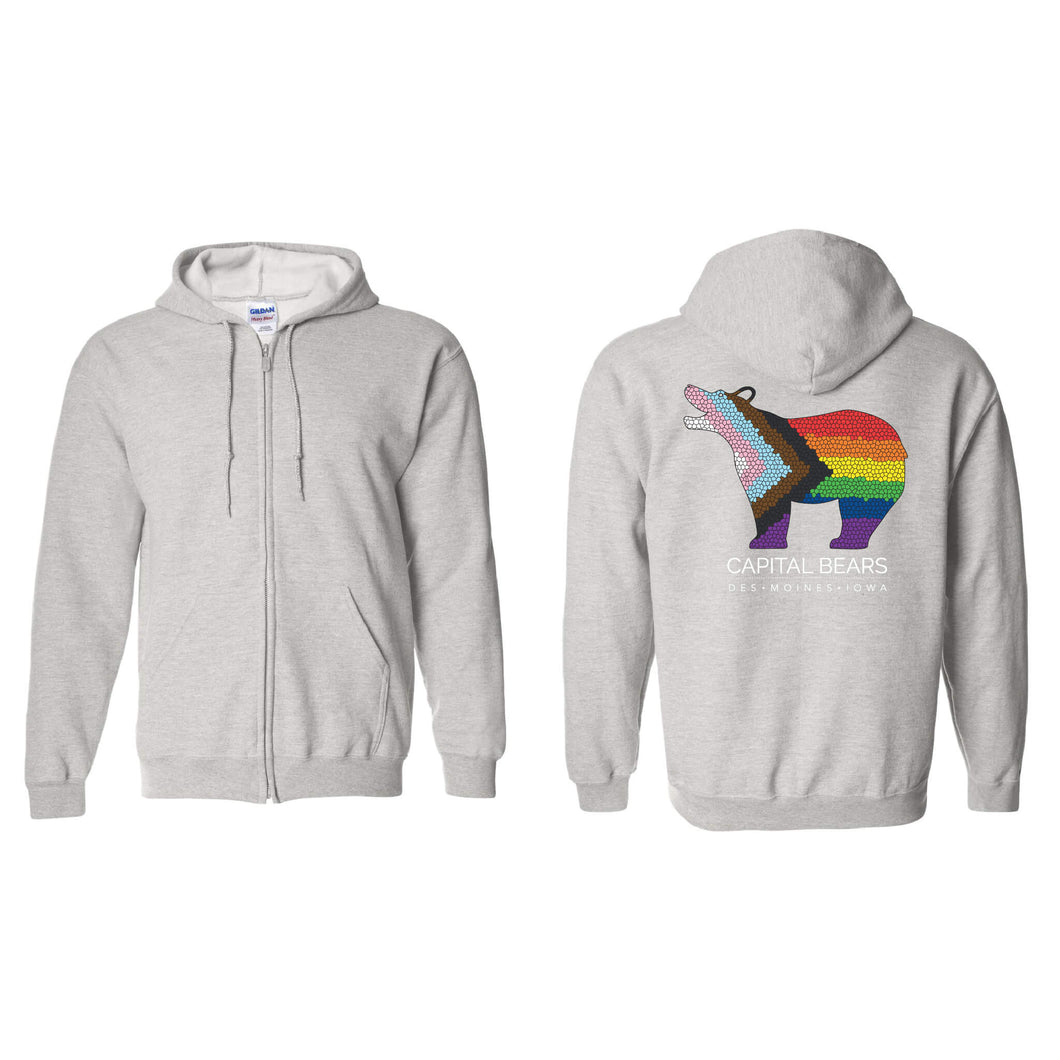 Capital Bears Pride Flag Full-Zip Hooded Sweatshirt - Adult-Soft and Spun Apparel Orders