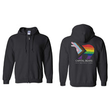 Load image into Gallery viewer, Capital Bears Pride Flag Full-Zip Hooded Sweatshirt - Adult-Soft and Spun Apparel Orders
