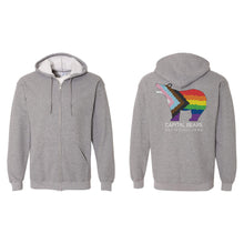 Load image into Gallery viewer, Capital Bears Pride Flag Full-Zip Hooded Sweatshirt - Adult-Soft and Spun Apparel Orders
