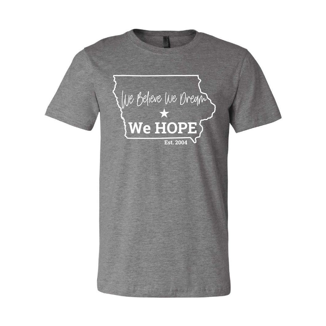 We Hope Iowa Design Crewneck T-Shirt - Adult-Soft and Spun Apparel Orders