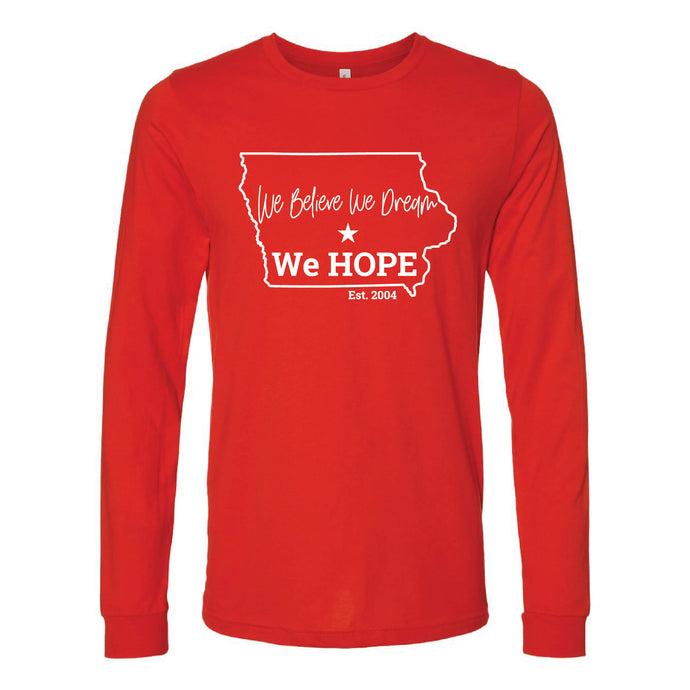 We Hope Iowa Design Long Sleeve T-Shirt - Adult-Soft and Spun Apparel Orders