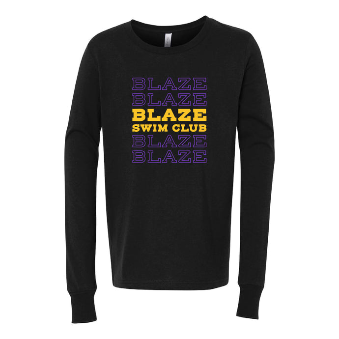 Johnston Blaze Swim Club Flow Long Sleeve Crewneck T-Shirt - Youth-Soft and Spun Apparel Orders