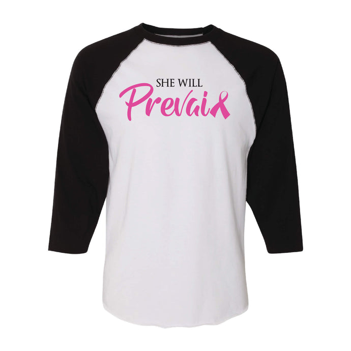 She Will Prevail - The Becca Willson Memorial ¾-Sleeve Raglan - Adult-Soft and Spun Apparel Orders
