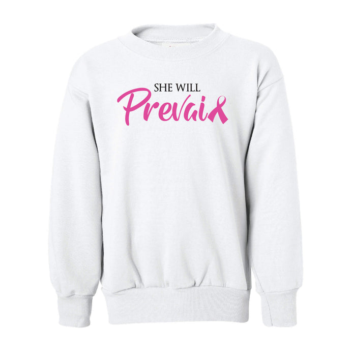 She Will Prevail - The Becca Willson Memorial Crewneck Sweatshirt - Youth-Soft and Spun Apparel Orders