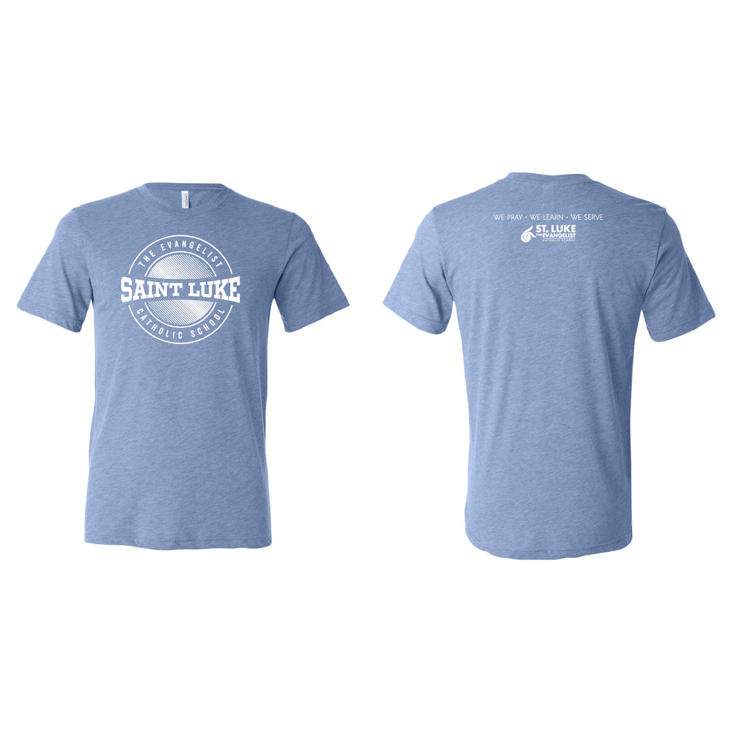 Saint Luke Badge Crewneck T-Shirt - Adult-Soft and Spun Apparel Orders