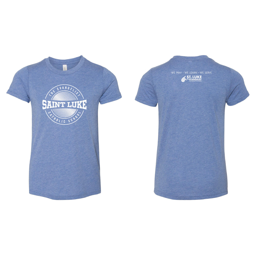 Saint Luke Badge Crewneck T-Shirt - Youth-Soft and Spun Apparel Orders