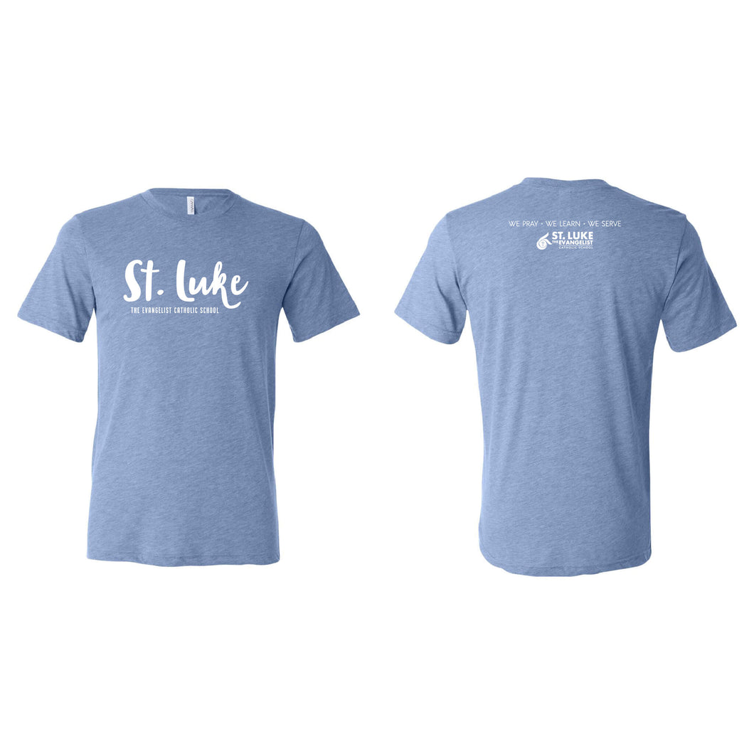 Saint Luke Script Crewneck T-Shirt - Adult-Soft and Spun Apparel Orders