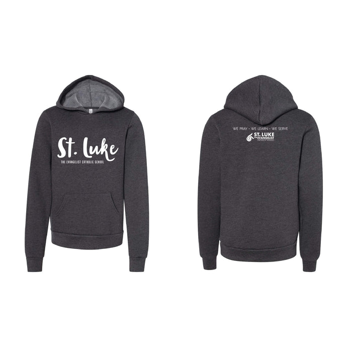 Saint Luke Script Hooded Sweatshirt - Youth-Soft and Spun Apparel Orders